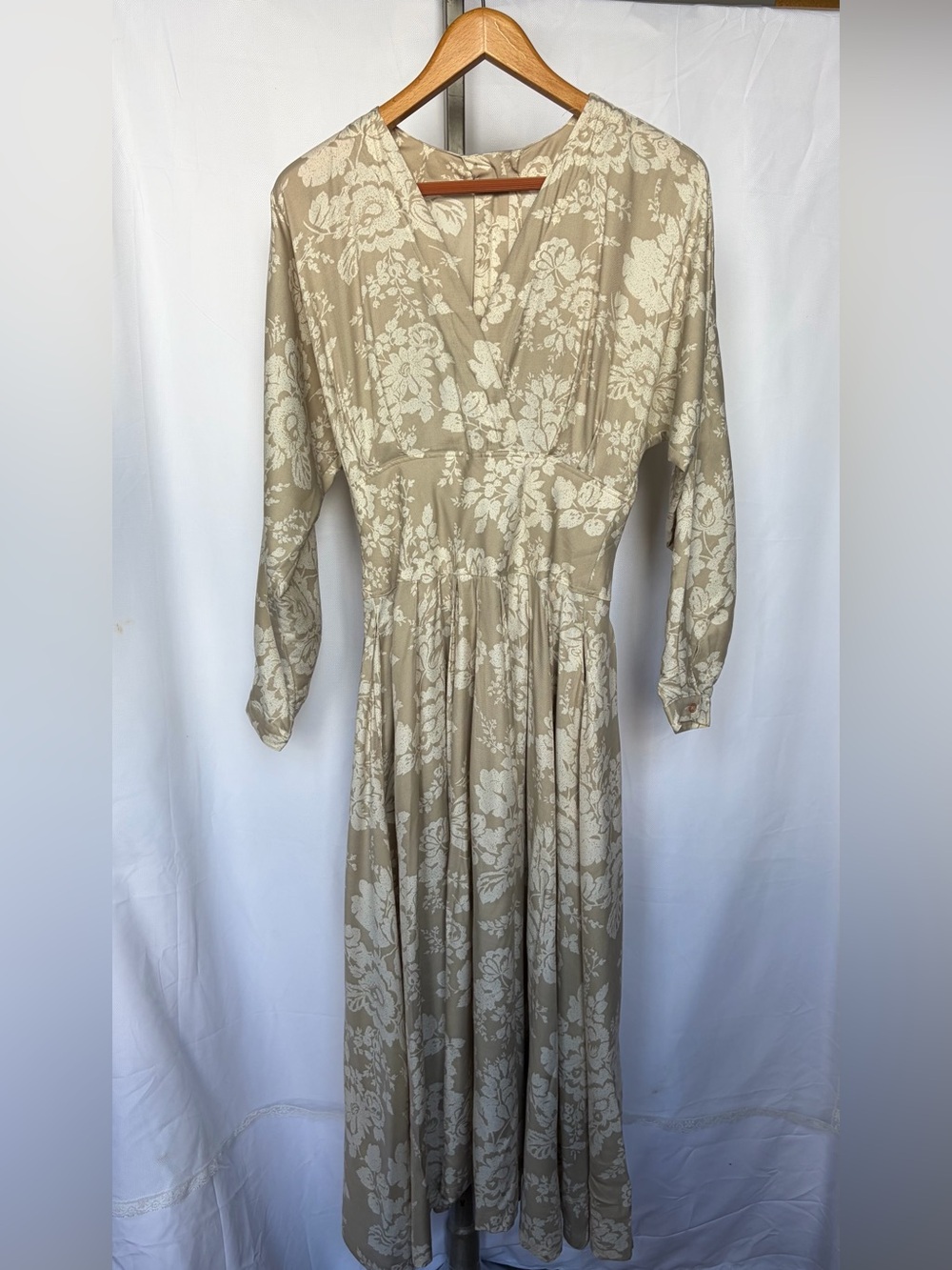 Light Sand Floral Maxi Dress